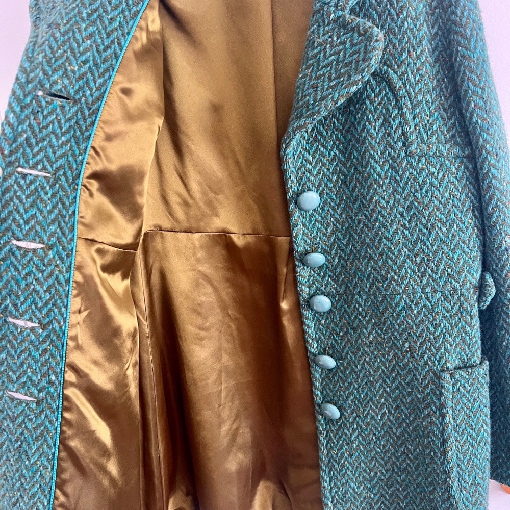 Jungal - Women's Classic Turquoise/Green Tweed Coat (12) - Picture 4 of 9